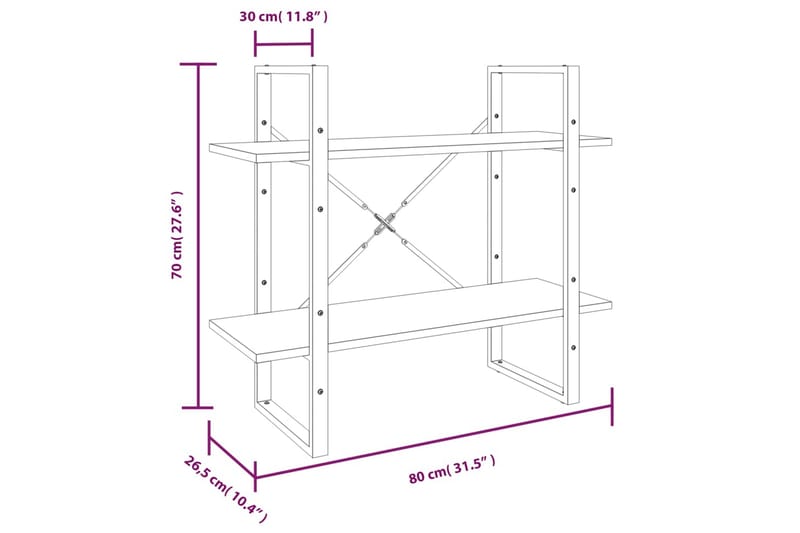 beBasic Bokhylle 5 etasjer grå sonoma 80x30x175 cm konstruert tre - GrÃ¥ - Oppbevaring - Hyller - Bokhylle