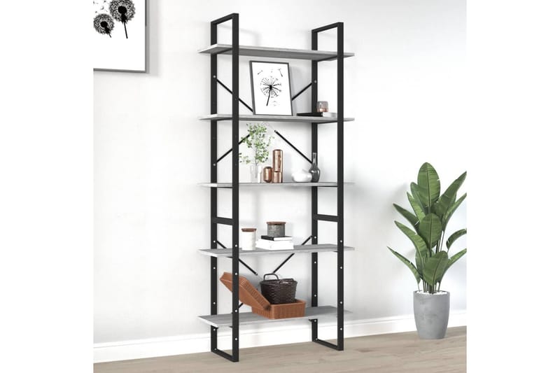 beBasic Bokhylle 5 etasjer grå sonoma 80x30x175 cm konstruert tre - GrÃ¥ - Oppbevaring - Hyller - Bokhylle