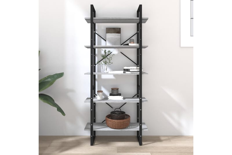 beBasic Bokhylle 5 etasjer grå sonoma 80x30x175 cm konstruert tre - GrÃ¥ - Oppbevaring - Hyller - Bokhylle