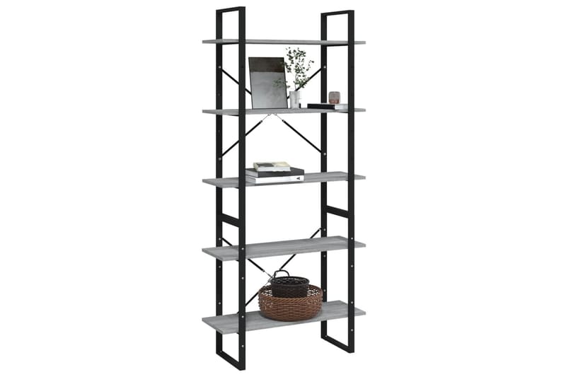 beBasic Bokhylle 5 etasjer grå sonoma 80x30x175 cm konstruert tre - GrÃ¥ - Oppbevaring - Hyller - Bokhylle