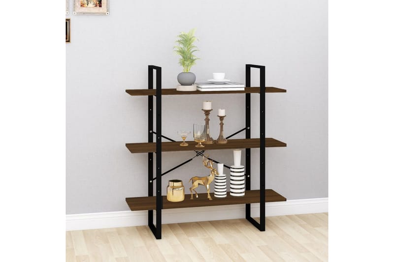 beBasic Bokhylle brun eik 100x30x105 cm konstruert tre - Brun - Oppbevaring - Hyller - Bokhylle