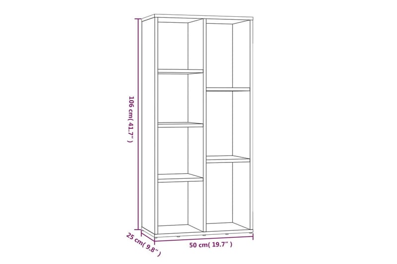 beBasic Bokhylle grå sonoma 50x25x106 cm - GrÃ¥ - Oppbevaring - Hyller - Bokhylle