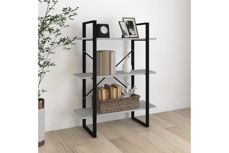 beBasic Bokhylle grå sonoma 80x30x105 cm konstruert tre - GrÃ¥ - Oppbevaring - Hyller - Bokhylle