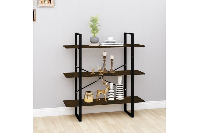 beBasic Bokhylle røkt eik 100x30x105 cm konstruert tre - Brun - Oppbevaring - Hyller - Bokhylle