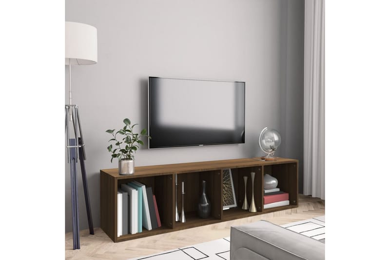 beBasic Bokhylle/TV-benk brun eik 143x30x36 cm konstruert tre - Brun - Oppbevaring - Hyller - Vegghylle