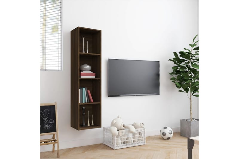 beBasic Bokhylle/TV-benk brun eik 143x30x36 cm konstruert tre - Brun - Oppbevaring - Hyller - Vegghylle