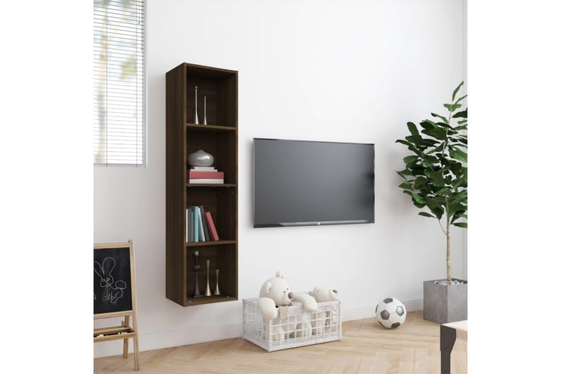 beBasic Bokhylle/TV-benk brun eik 143x30x36 cm konstruert tre - Brun - Vegghylle