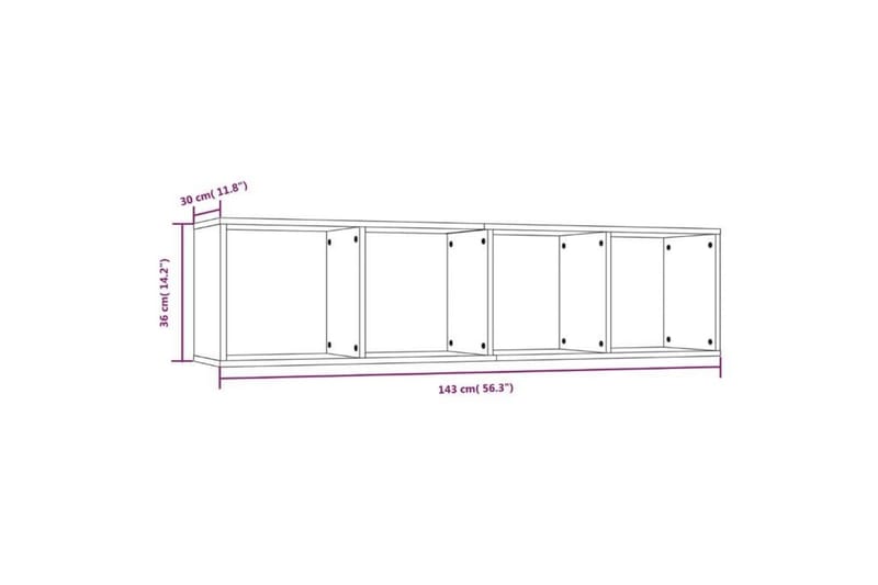 beBasic Bokhylle/TV-benk brun eik 143x30x36 cm konstruert tre - Brun - Vegghylle