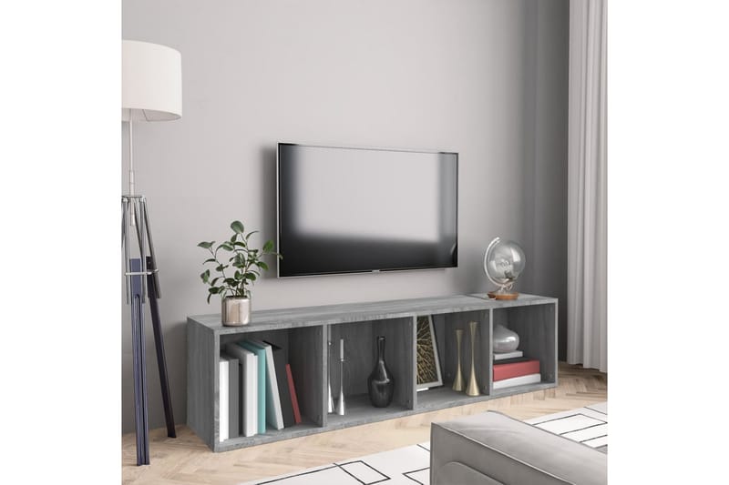 beBasic Bokhylle/TV-benk grå sonoma 143x30x36 cm konstruert tre - GrÃ¥ - Oppbevaring - Hyller - Vegghylle