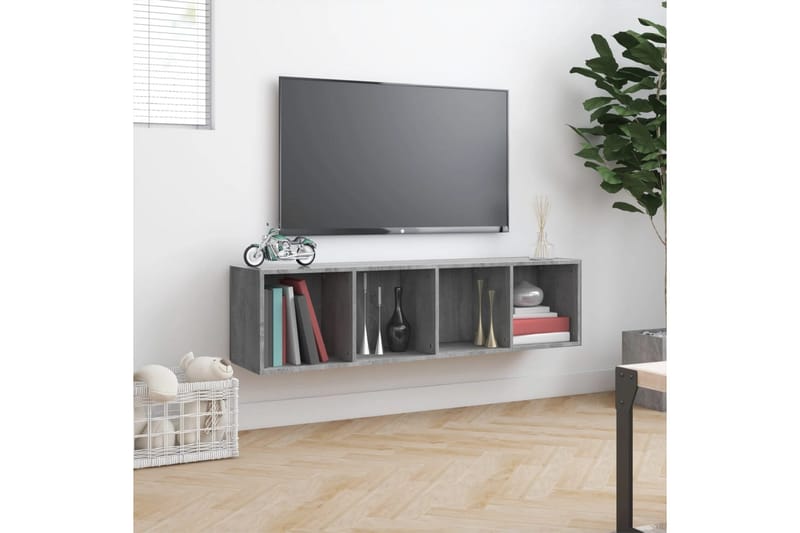 beBasic Bokhylle/TV-benk grå sonoma 143x30x36 cm konstruert tre - GrÃ¥ - Vegghylle