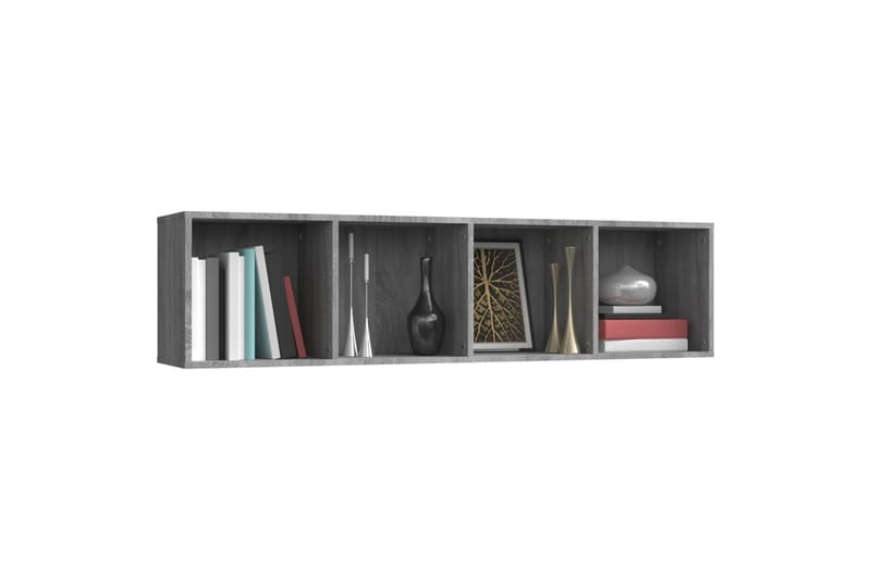 beBasic Bokhylle/TV-benk grå sonoma 143x30x36 cm konstruert tre - GrÃ¥ - Oppbevaring - Hyller - Vegghylle