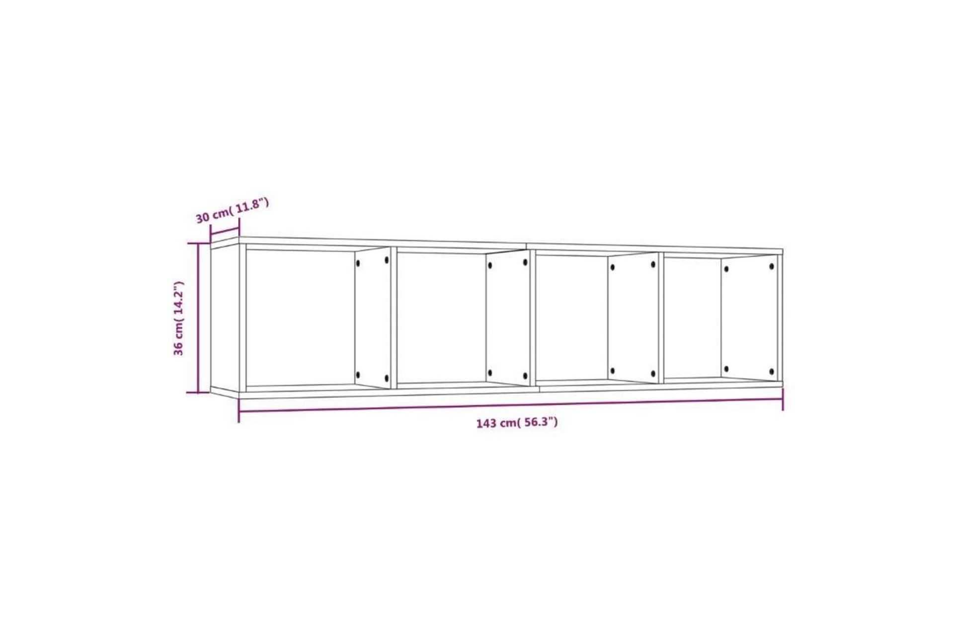 beBasic Bokhylle/TV-benk grå sonoma 143x30x36 cm konstruert tre - GrÃ¥ - Oppbevaring - Hyller - Vegghylle