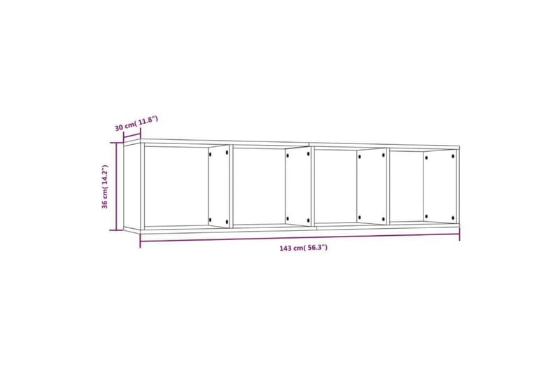 beBasic Bokhylle/TV-benk grå sonoma 143x30x36 cm konstruert tre - GrÃ¥ - Vegghylle