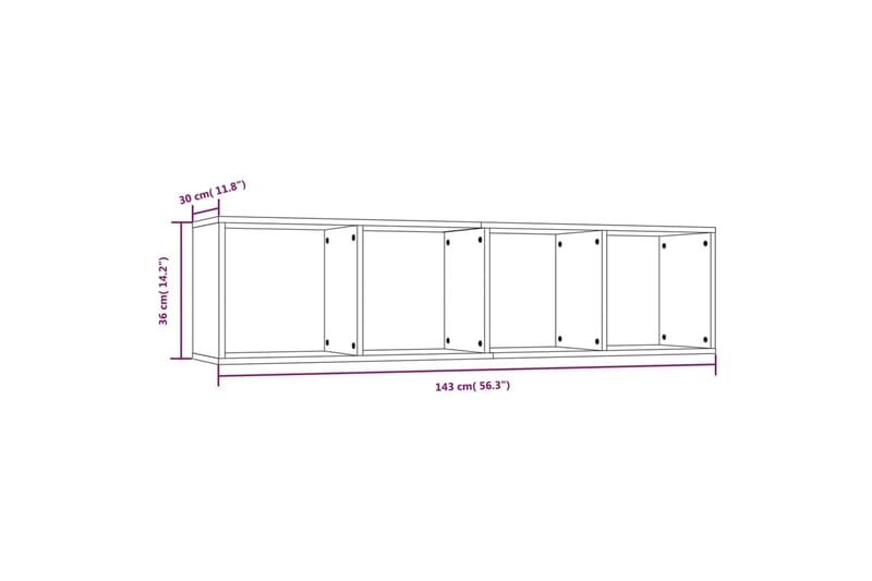 beBasic Bokhylle/TV-benk røkt eik 143x30x36 cm konstruert tre - Brun - Oppbevaring - Hyller - Vegghylle