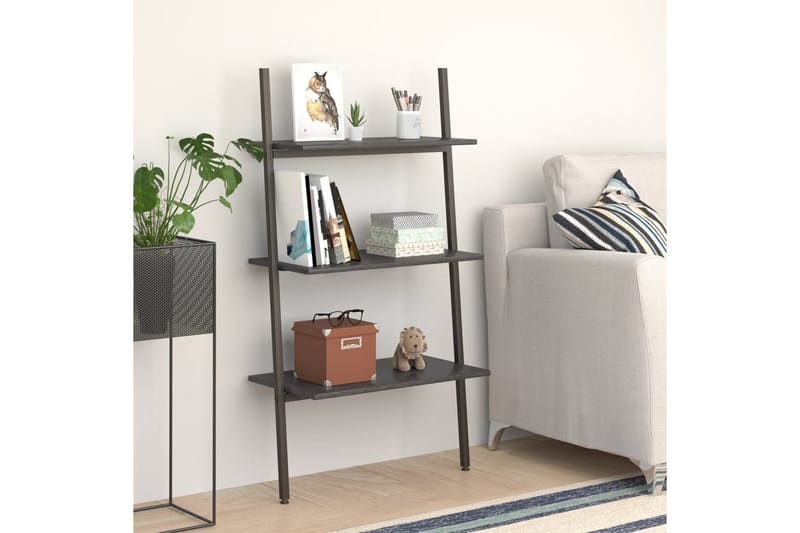 beBasic Stigehylle 3 etasjer svart 64x34x116 cm - Svart - Oppbevaring - Hyller - Stigehylle