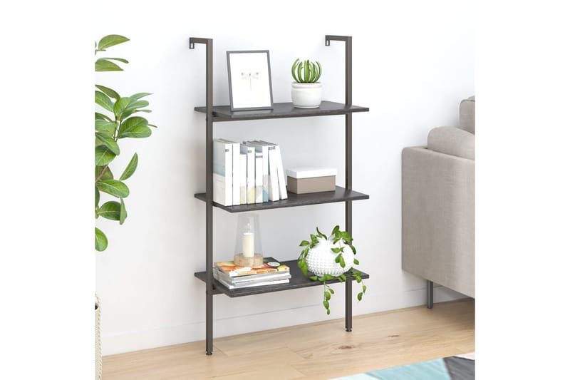 beBasic Stigehylle 3 etasjer svart 64x35x120,5 cm - Svart - Oppbevaring - Hyller - Bokhylle