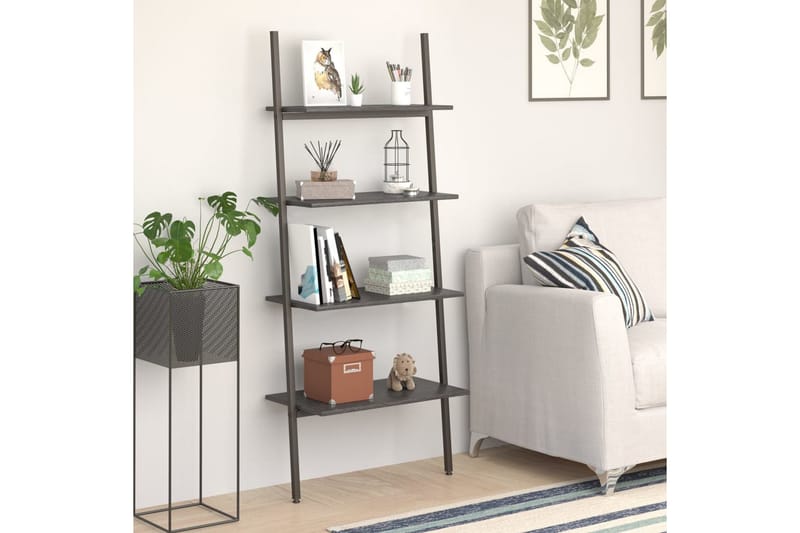 beBasic Stigehylle 4 etasjer svart 64x34x150,5 cm - Svart - Oppbevaring - Hyller - Bokhylle