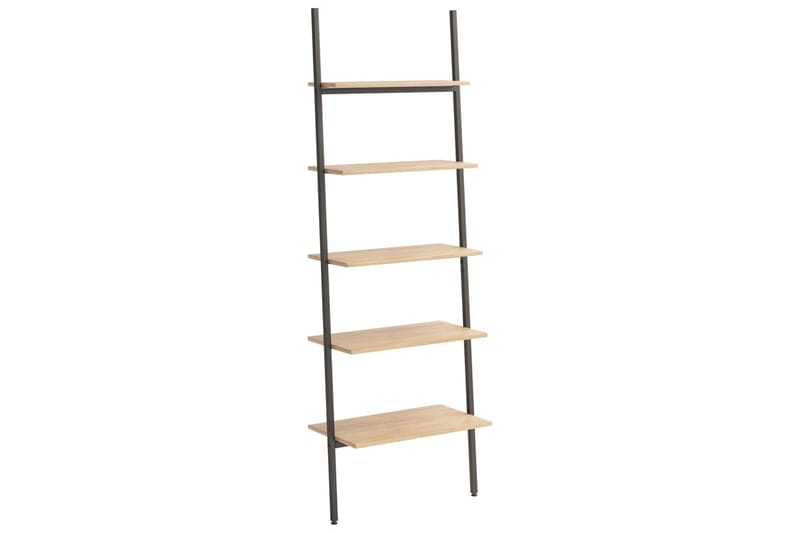 beBasic Stigehylle 5 etasjer lysebrun og svart 64x34x185,5 cm - Brun - Oppbevaring - Hyller - Bokhylle