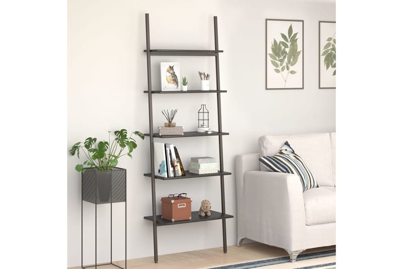 beBasic Stigehylle 5 etasjer svart 64x34x185,5 cm - Svart - Oppbevaring - Hyller - Bokhylle
