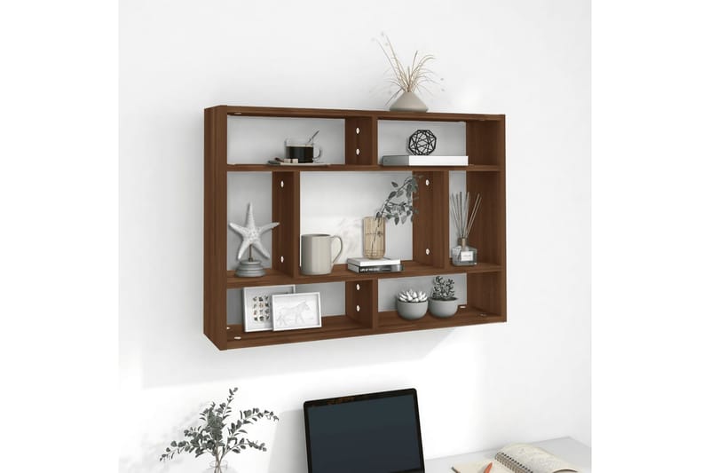 beBasic Vegghylle brun eik 75x16x55 cm konstruert tre - Brun - Oppbevaring - Hyller - Vegghylle