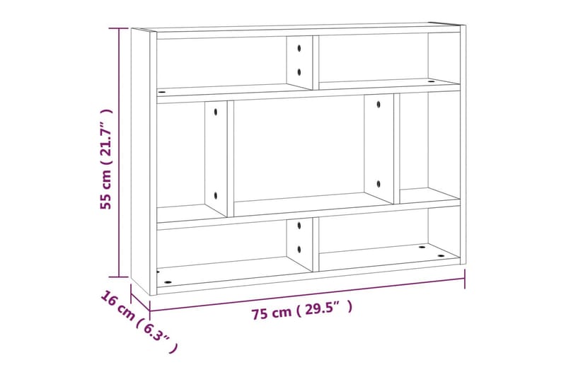 beBasic Vegghylle brun eik 75x16x55 cm konstruert tre - Brun - Vegghylle