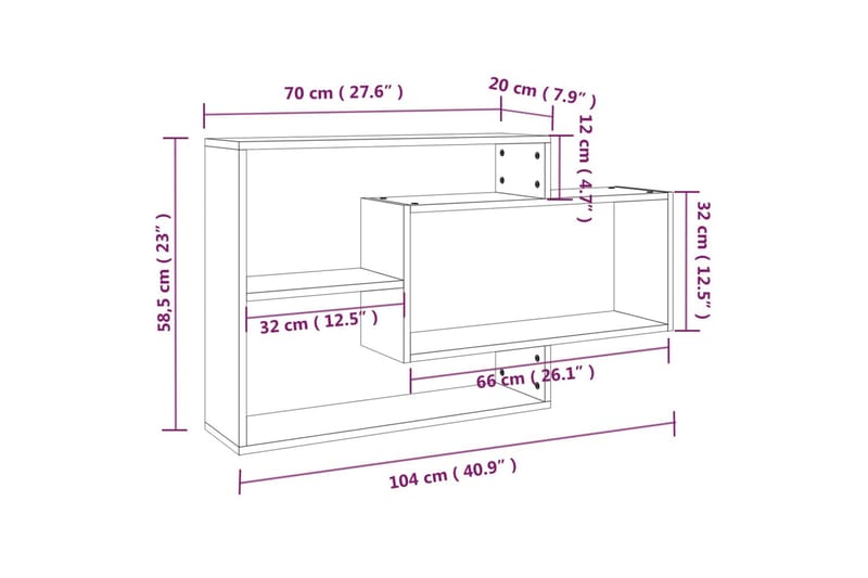 beBasic Vegghylle grå sonoma 104x20x58,5 cm konstruert tre - GrÃ¥ - Oppbevaring - Hyller - Vegghylle