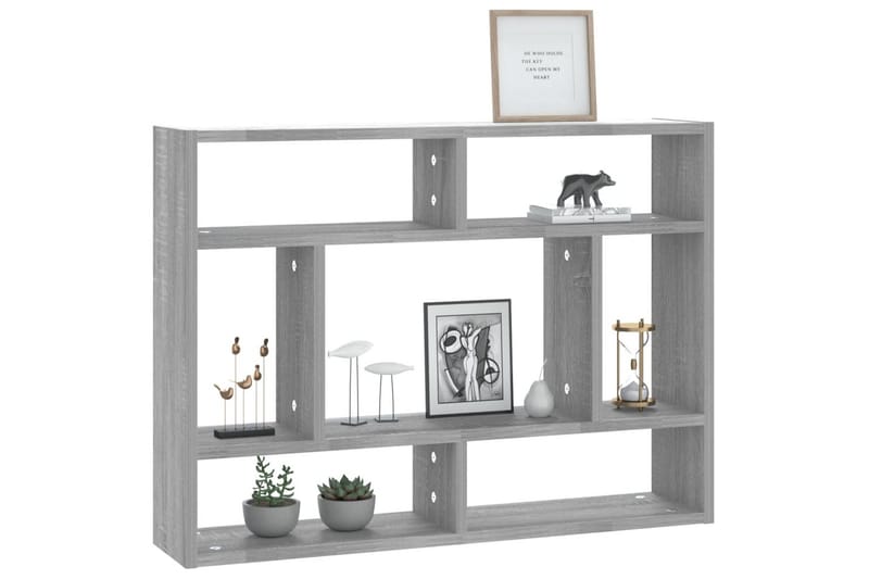 beBasic Vegghylle grå sonoma 75x16x55 cm konstruert tre - GrÃ¥ - Oppbevaring - Hyller - Vegghylle