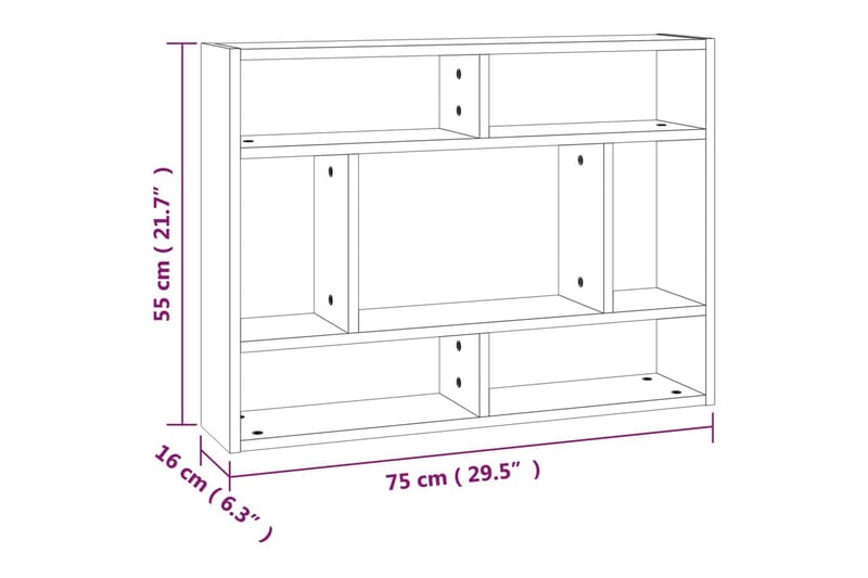 beBasic Vegghylle grå sonoma 75x16x55 cm konstruert tre - GrÃ¥ - Vegghylle