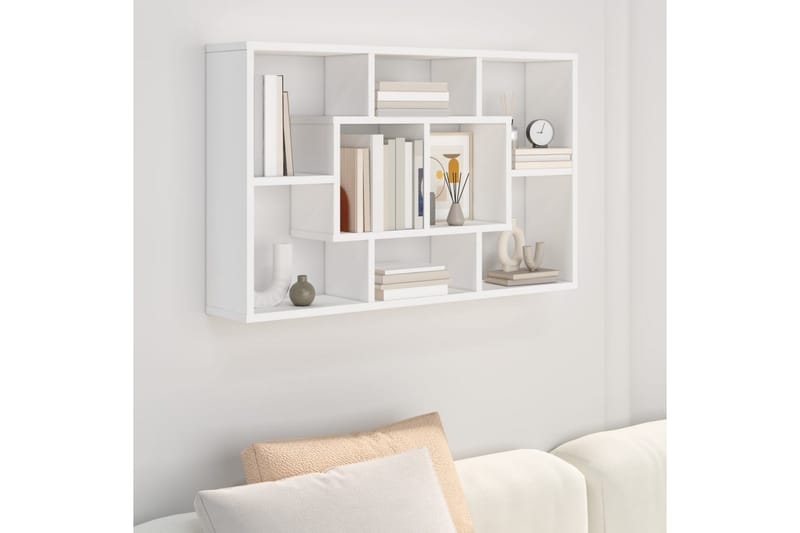 beBasic Vegghylle hvit 85x16x52,5 cm konstruert tre - Hvit - Oppbevaring - Hyller - Vegghylle