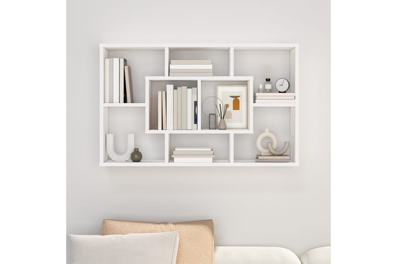 beBasic Vegghylle hvit 85x16x52,5 cm konstruert tre - Hvit - Oppbevaring - Hyller - Vegghylle
