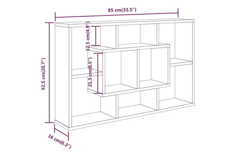 beBasic Vegghylle hvit 85x16x52,5 cm konstruert tre - Hvit - Oppbevaring - Hyller - Vegghylle
