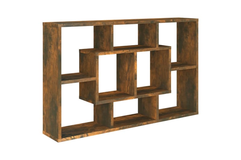 beBasic Vegghylle røkt eik 85x16x52,5 cm konstruert tre - Brun - Oppbevaring - Hyller - Vegghylle