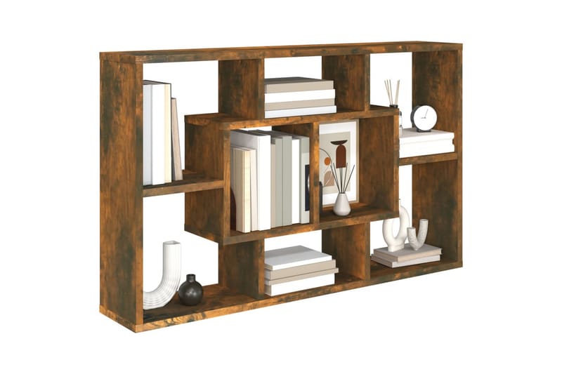 beBasic Vegghylle røkt eik 85x16x52,5 cm konstruert tre - Brun - Oppbevaring - Hyller - Vegghylle