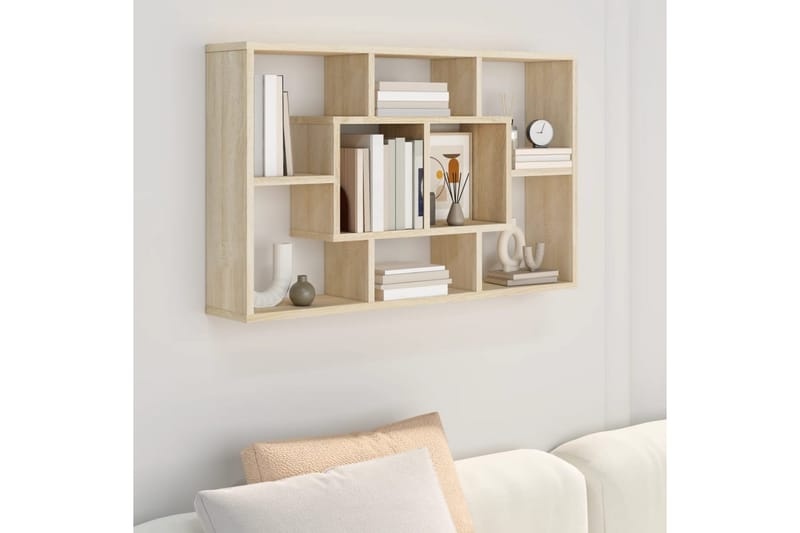 beBasic Vegghylle sonoma eik 85x16x52,5 cm konstruert tre - Brun - Oppbevaring - Hyller - Vegghylle