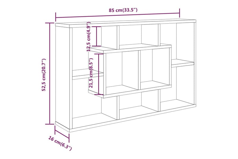 beBasic Vegghylle sonoma eik 85x16x52,5 cm konstruert tre - Brun - Vegghylle