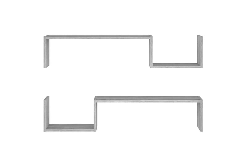 beBasic Vegghyller 2 stk grå sonoma 100x15x20 cm konstruert tre - GrÃ¥ - Oppbevaring - Hyller - Vegghylle