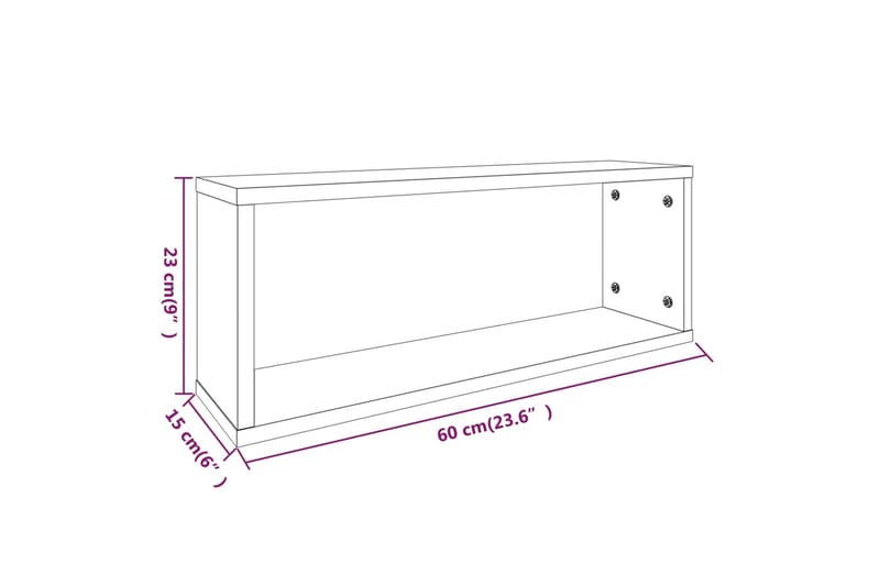 beBasic Vegghyller kube 6 stk grå sonoma 60x15x23 cm konstruert tre - GrÃ¥ - Vegghylle