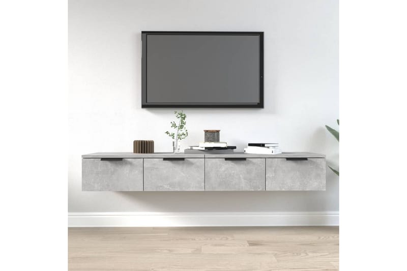 beBasic Veggskap 2 stk betonggrå 68x30x20 cm konstruert tre - GrÃ¥ - Oppbevaring - Hyller - Vegghylle