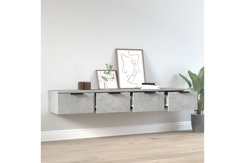beBasic Veggskap 2 stk betonggrå 68x30x20 cm konstruert tre - GrÃ¥ - Oppbevaring - Hyller - Vegghylle