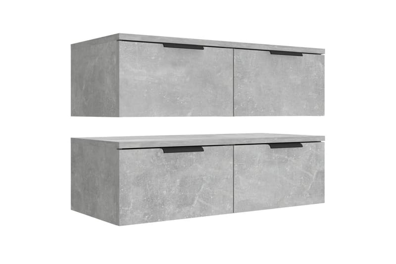 beBasic Veggskap 2 stk betonggrå 68x30x20 cm konstruert tre - GrÃ¥ - Oppbevaring - Hyller - Vegghylle