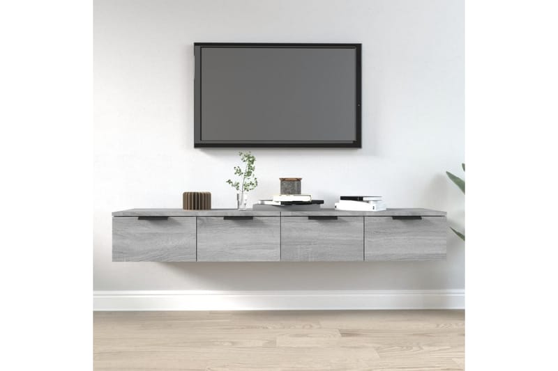 beBasic Veggskap 2 stk grå eik 68x30x20 cm konstruert tre - GrÃ¥ - Oppbevaring - Hyller - Vegghylle