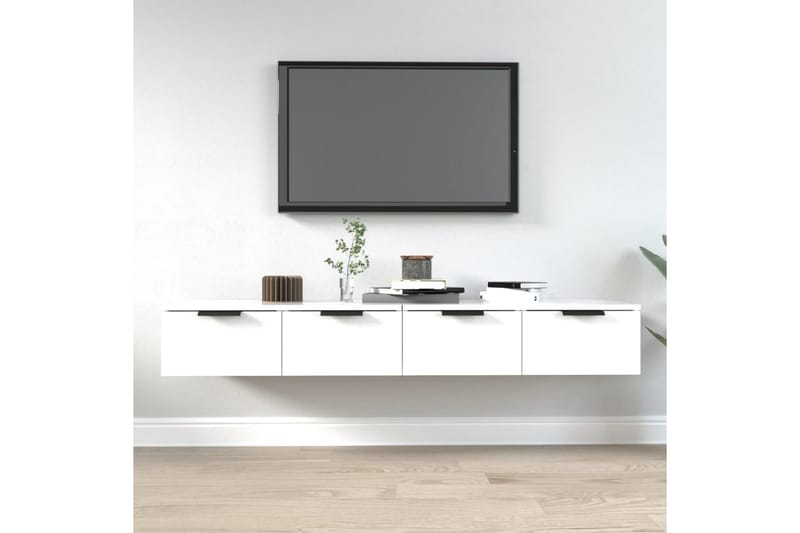 beBasic Veggskap 2 stk hvit 68x30x20 cm konstruert tre - Hvit - Oppbevaring - Hyller - Vegghylle