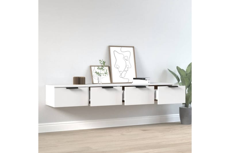 beBasic Veggskap 2 stk hvit 68x30x20 cm konstruert tre - Hvit - Oppbevaring - Hyller - Vegghylle