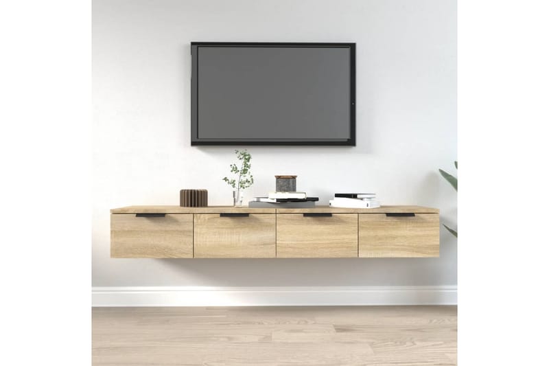 beBasic Veggskap 2 stk sonoma eik 68x30x20 cm konstruert tre - Brun - Oppbevaring - Hyller - Vegghylle