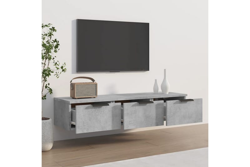 beBasic Veggskap betonggrå 102x30x20 cm konstruert tre - GrÃ¥ - Oppbevaring - Hyller - Vegghylle