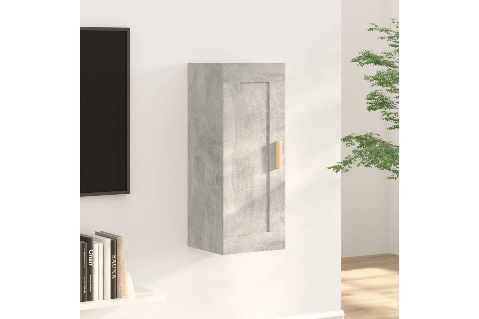 beBasic Veggskap betonggrå 35x34x90 cm konstruert tre - GrÃ¥ - Oppbevaring - Hyller - Vegghylle