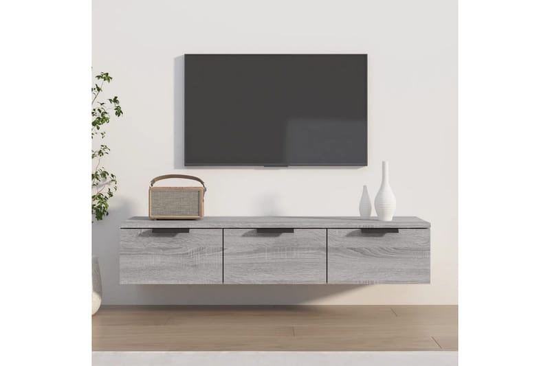 beBasic Veggskap grå sonoma 102x30x20 cm konstruert tre - GrÃ¥ - Oppbevaring - Hyller - Vegghylle