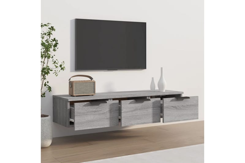beBasic Veggskap grå sonoma 102x30x20 cm konstruert tre - GrÃ¥ - Oppbevaring - Hyller - Vegghylle