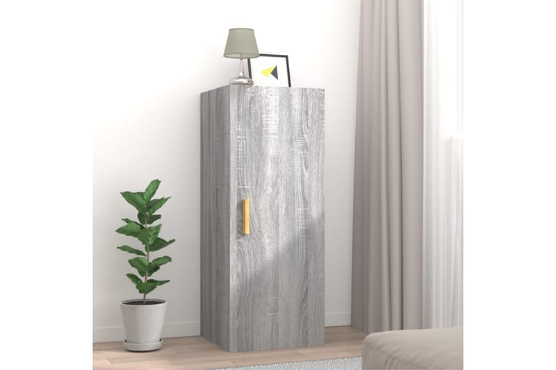 beBasic Veggskap grå sonoma 34,5x34x90 cm konstruert tre - GrÃ¥ - Oppbevaring - Hyller - Vegghylle