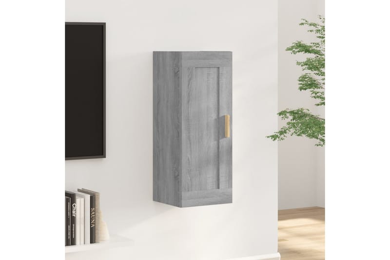 beBasic Veggskap grå sonoma 35x34x90 cm konstruert tre - GrÃ¥ - Oppbevaring - Hyller - Vegghylle